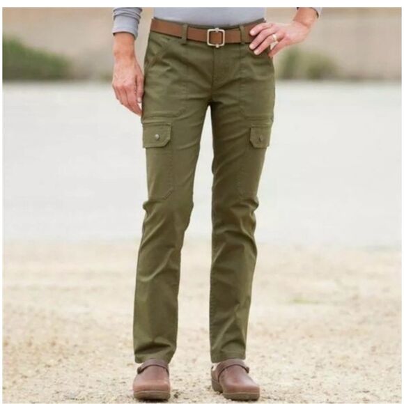 Duluth Trading Co Pants - Duluth Trading Co Women’s DuluthFlex Fire Hose Slim Leg Cargo Pants Olive Green